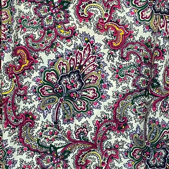 J.Crew Paisley V-Neck Blouse Womens Small Pink Purple Bell Sleeve Boho Retro - Picture 8 of 10